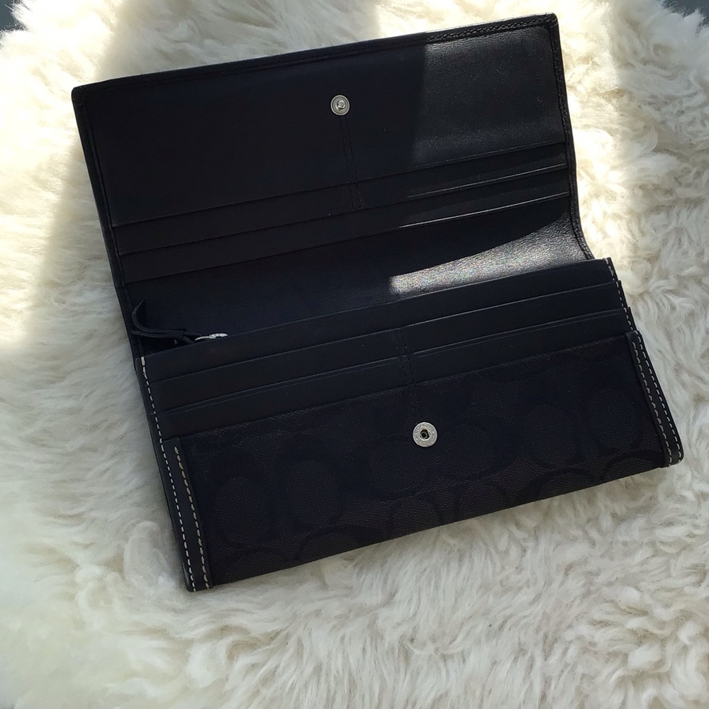 Coach Monogrammed Canvas Coated and Leather Long Wallet Clutch/Organizer Black - Picture 14 of 14
